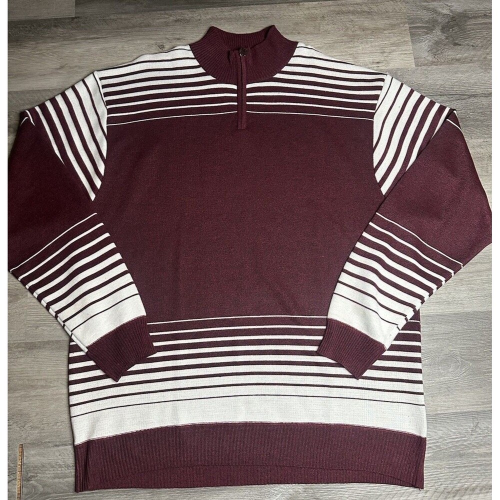 Red Ape Mens Maroon Striped Sweater Size 5X Big&Tall